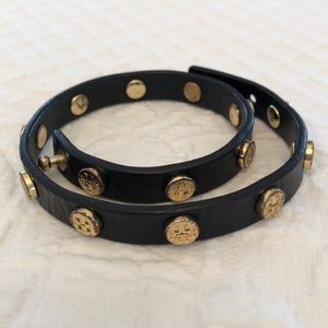 Tory Burch logo leather stud bracelet